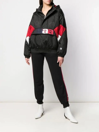 Shop Alexander Wang Oversized Windbreaker In Black/white/red