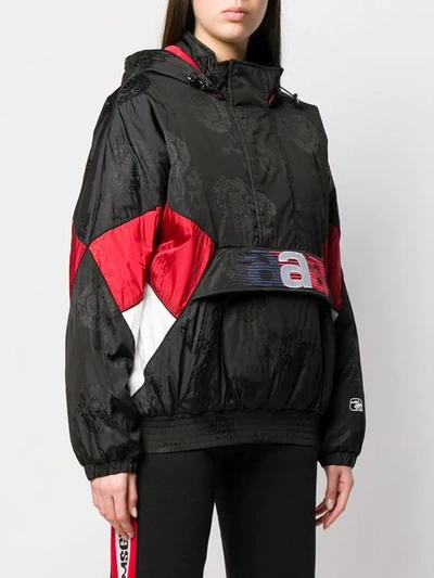 Shop Alexander Wang Oversized Windbreaker In Black/white/red