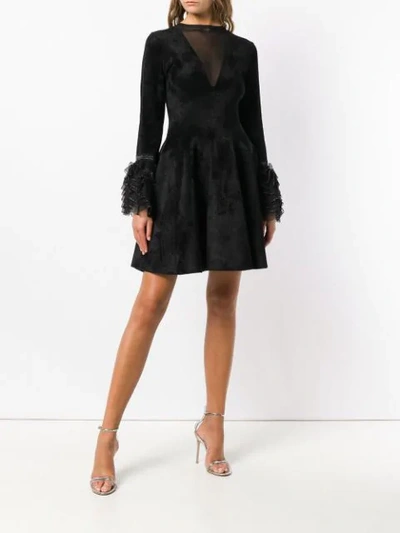 Shop Antonino Valenti Ruffled Cuff Flared Dress In Black