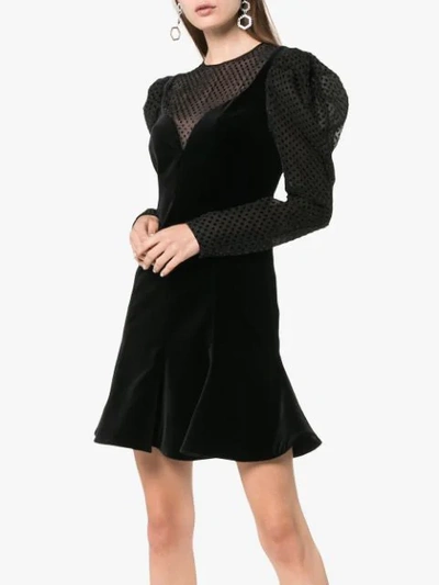 Shop Valentino Velvet Puff Shoulder Dress - Black