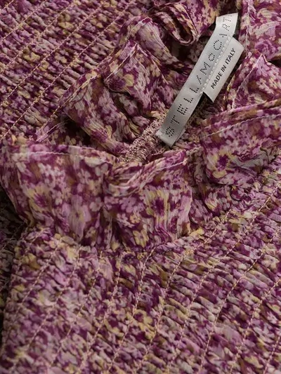 Shop Stella Mccartney Ruched Floral Dress In Purple