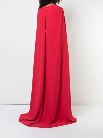 Shop Marchesa Notte Embroidered Cape-effect Gown In Red