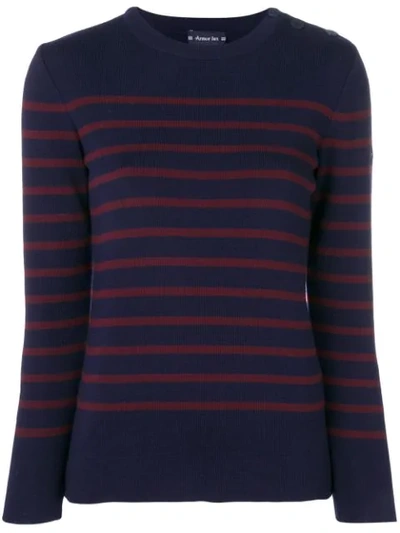 Shop Armor-lux Armor Lux Striped Sweater - Blue