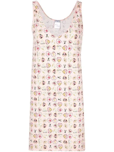 Pre-owned Chanel Heart Print Dress In White