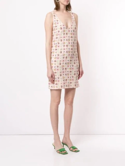 Pre-owned Chanel Heart Print Dress In White