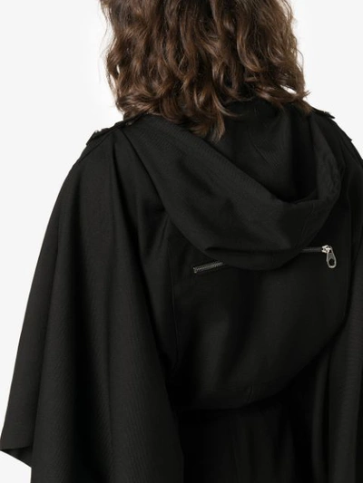 Shop Chloé Button Detail Hooded Cape In Black