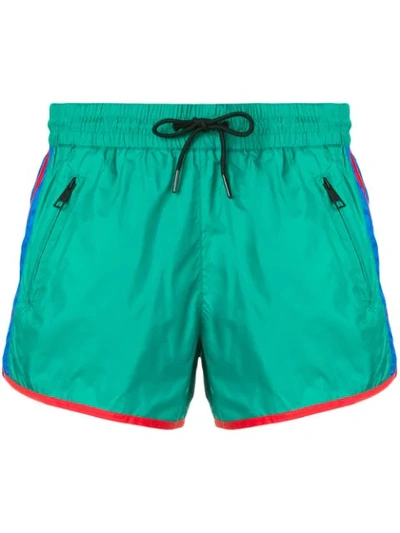 Shop Kenzo Side-stripe Shell Shorts In Green