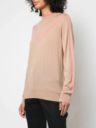 Shop Adam Lippes Pink Trim Sweater In Neutrals