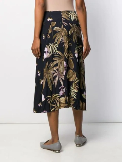 Shop Vince Asymmetric Floral Print Skirt In Blue