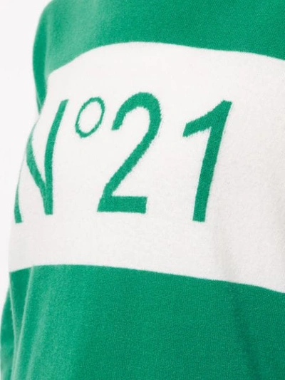 Shop N°21 Contrast Panels Logo Jumper In Green