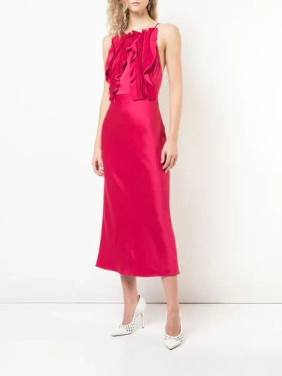 Shop Jason Wu Collection Ruffled Front Dress In Red