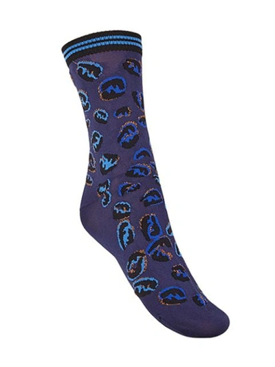 Shop Fendi Ff Splash Printed Socks In Blue