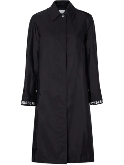 Shop Burberry Logo Striped Trench Coat In Black