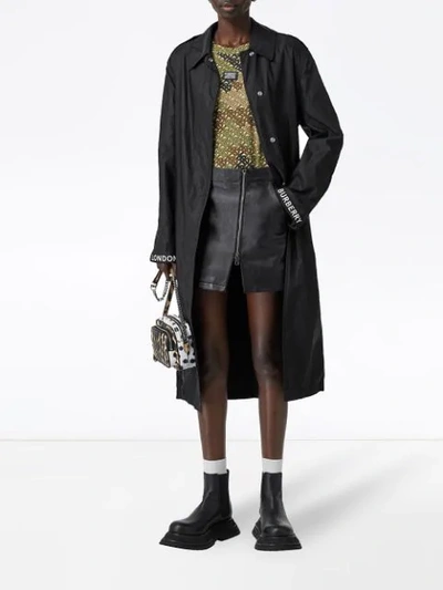 Shop Burberry Logo Striped Trench Coat In Black