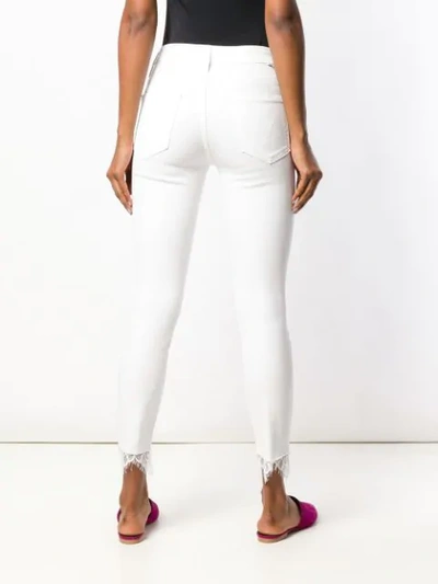Shop Mother Lace Detail Cropped Trousers In White