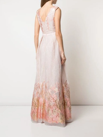 Shop Marchesa Notte Embroidered Gown In Pink