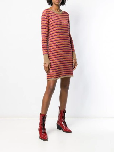 Shop Twinset Twin-set Striped Sweater Dress - Pink