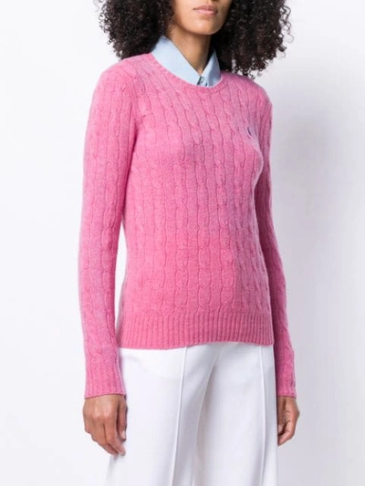 Shop Polo Ralph Lauren Cable Knit Long Sleeve Jumper In Pink