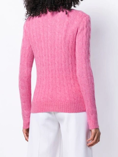 Shop Polo Ralph Lauren Cable Knit Long Sleeve Jumper In Pink