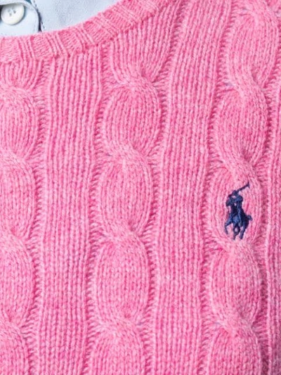 Shop Polo Ralph Lauren Cable Knit Long Sleeve Jumper In Pink