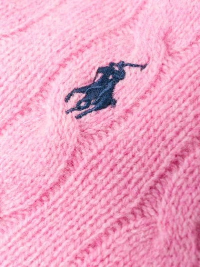 Shop Polo Ralph Lauren Cable Knit Long Sleeve Jumper In Pink