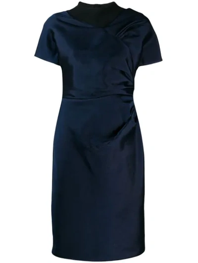 Pre-owned Dior  Draped Detail Knee-length Dress In Blue