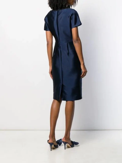 Pre-owned Dior  Draped Detail Knee-length Dress In Blue