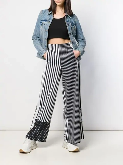 Adidas Originals Mixed Stripe Popper Pants In Black And White - Black |  ModeSens