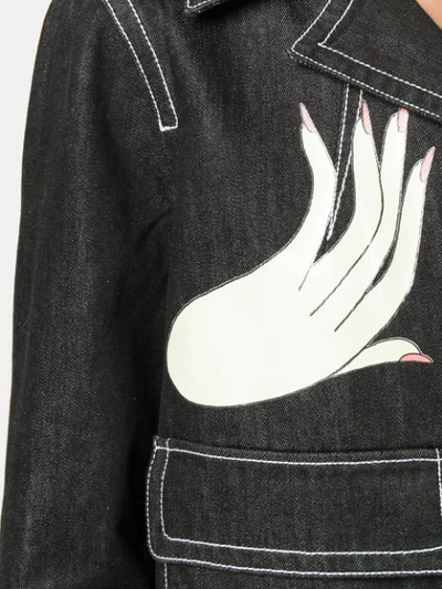 Shop Marni Hand Print Denim Jacket In Prv07 Light Lime