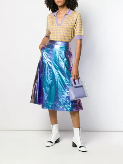 Shop Essentiel Antwerp Metallic A-line Skirt In Blue