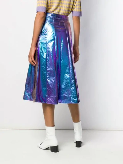 Shop Essentiel Antwerp Metallic A-line Skirt In Blue