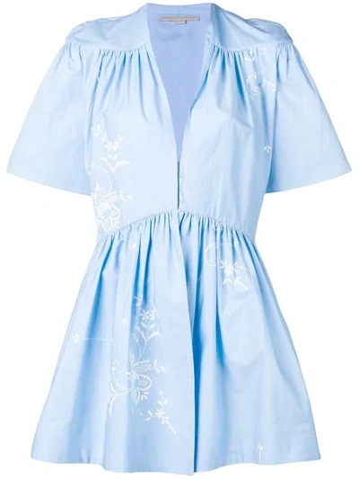 Shop Stella Mccartney Floral Embroidered Jumpsuit In Blue