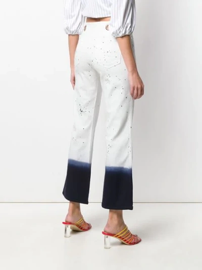 MIAOU PAINT SPLATTER CROPPED JEANS - 白色