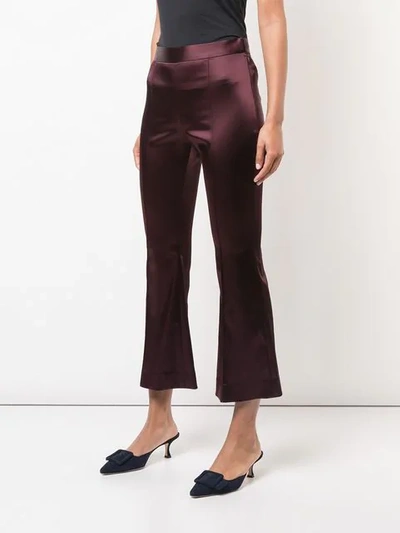 Shop Rosetta Getty Cropped Flared Trousers In Purple