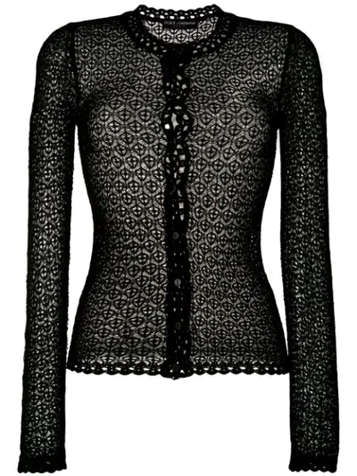 Shop Dolce & Gabbana Crochet Knit Cardigan In Black