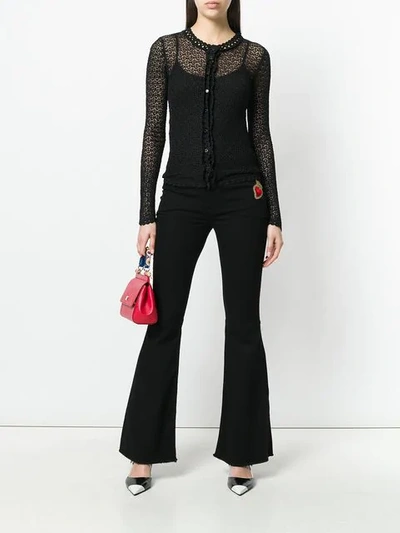 Shop Dolce & Gabbana Crochet Knit Cardigan In Black