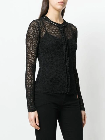 Shop Dolce & Gabbana Crochet Knit Cardigan In Black