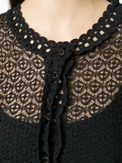 Shop Dolce & Gabbana Crochet Knit Cardigan In Black