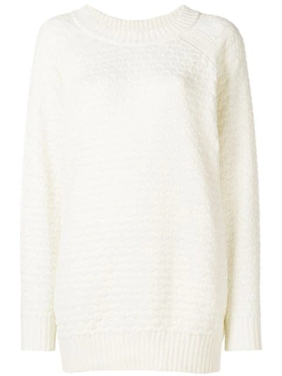 Shop See By Chloé Chunky-knit Longline Sweater In 119 Natural White