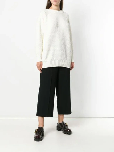 Shop See By Chloé Chunky-knit Longline Sweater In 119 Natural White