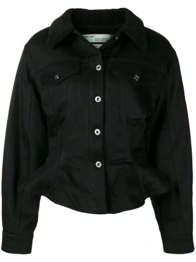 Shop Off-white Oversized Denim Jacket In Black
