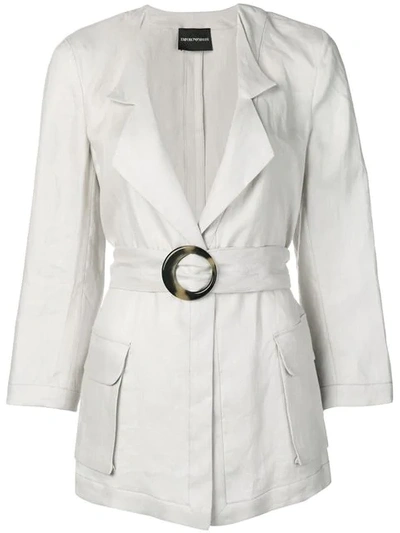 Shop Emporio Armani Saharian Belted Jacket In Grey