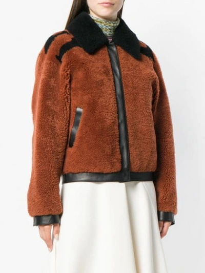 Shop Missoni Shearling Logo Jacket - Brown