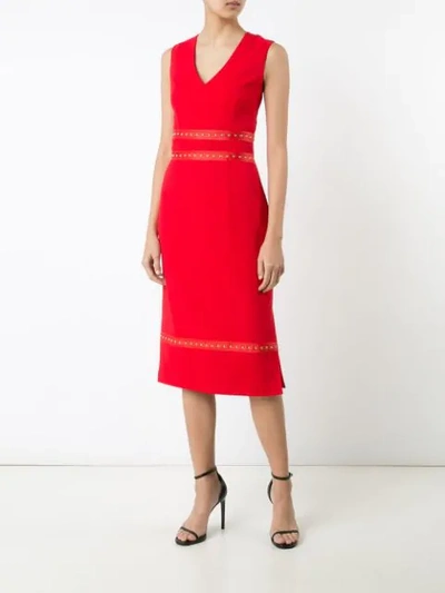 Shop Altuzarra Studded Detail Midi Dress In Red
