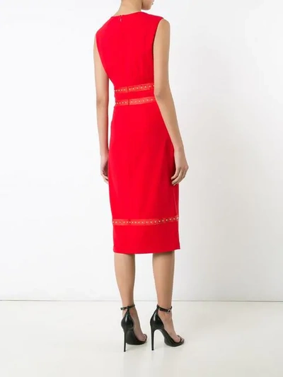 Shop Altuzarra Studded Detail Midi Dress In Red