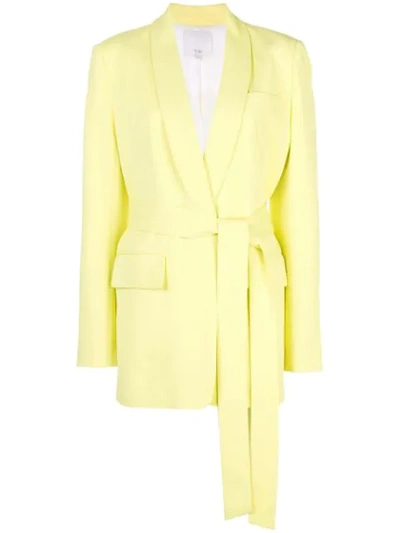 Shop Tibi Oversized Tuxedo Blazer In Yellow