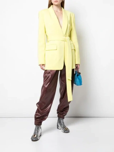 Shop Tibi Oversized Tuxedo Blazer In Yellow