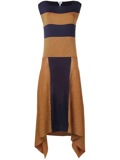 Shop Loewe Striped Midi Dress In Blue