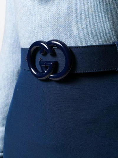 Shop Gucci Gg Belt A-line Skirt In Blue