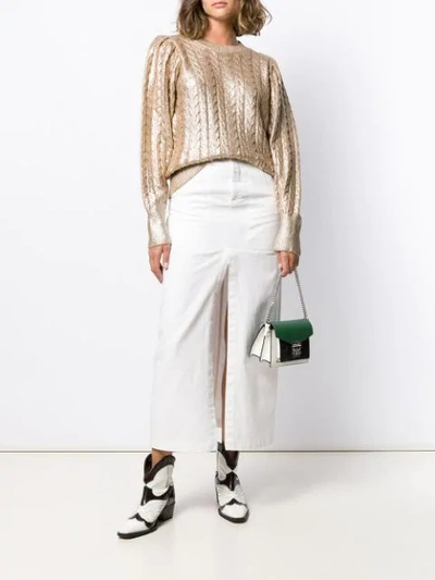 Shop Msgm Metallic Knitted Jumper In Gold
